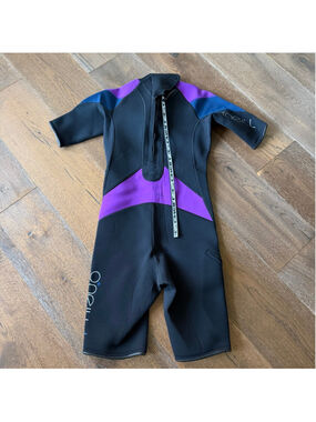 O’Neill 3/2 Shorty Wetsuit Women’s Small Black Purple Surf Swim Suit S